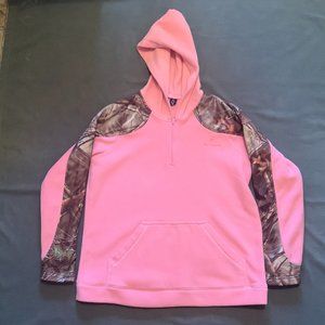 Huntworth Womens Pullover Pink and Camo Fleece Hoodie Size Large